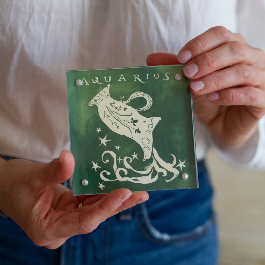 inslee watercolor print aquarius zodiac sign
