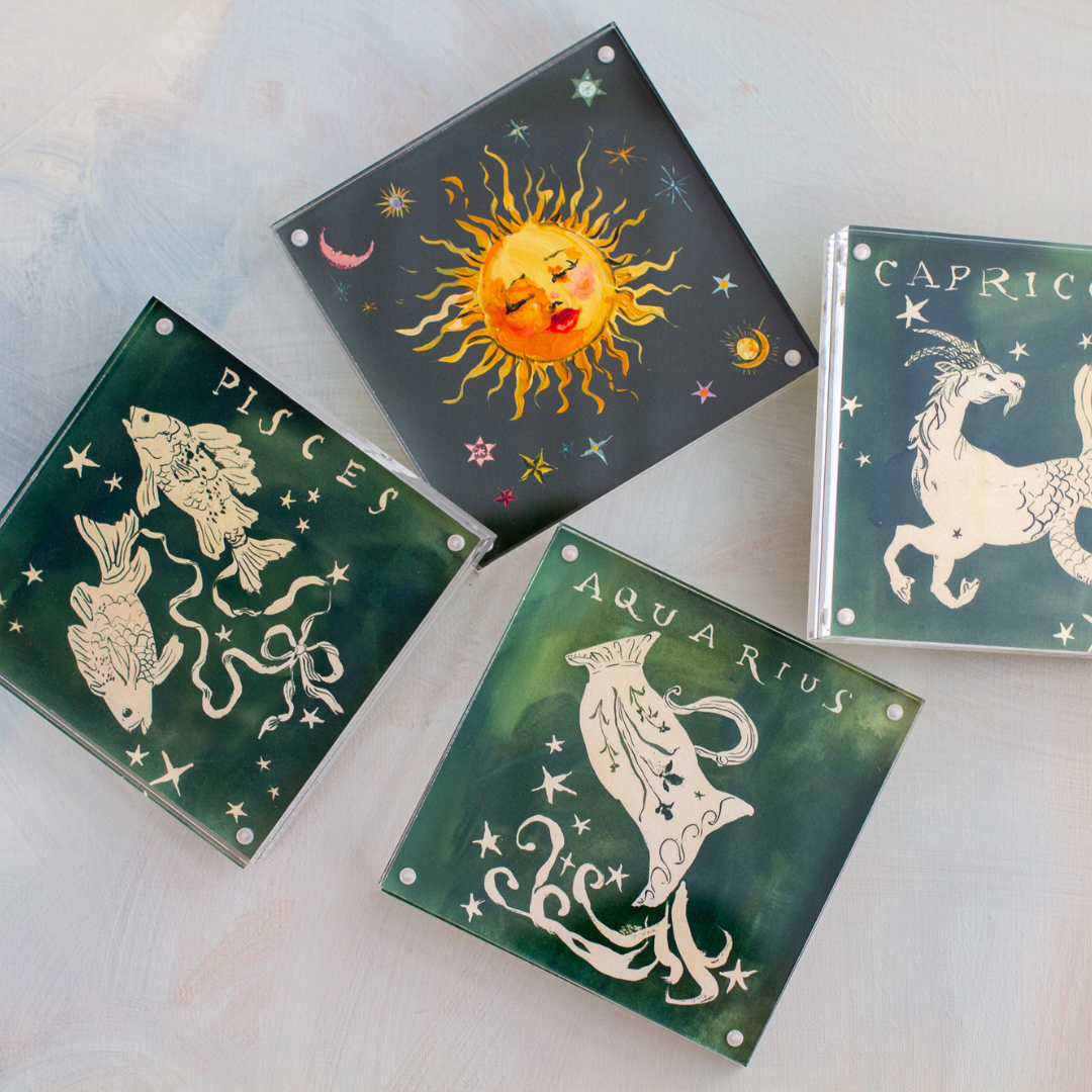 inslee fariss watercolor art zodiac acrylic block print