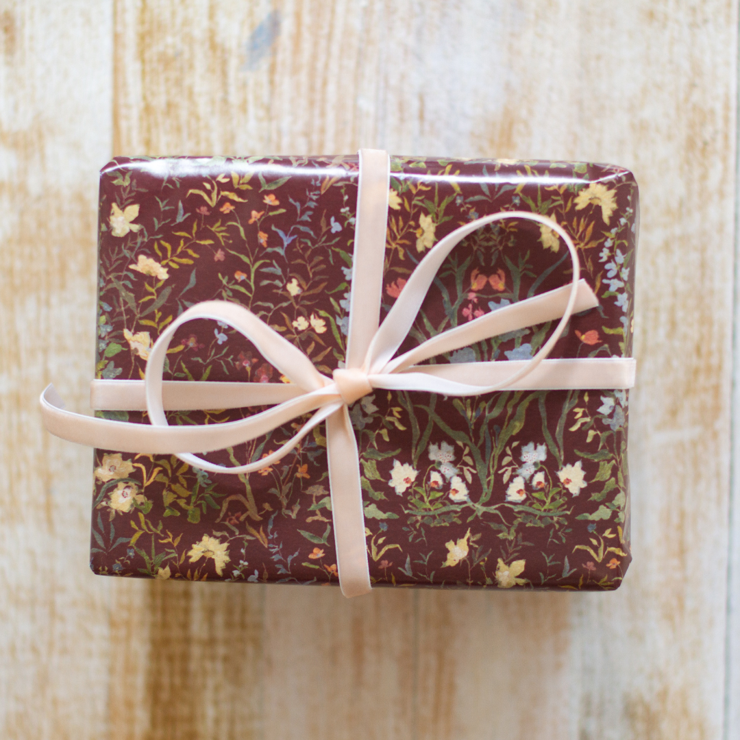 Burgundy Brocade Gift Wrap
