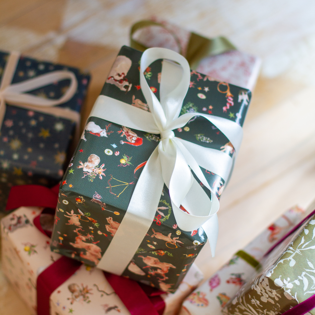 Menagerie on Hunter Green Gift Wrap