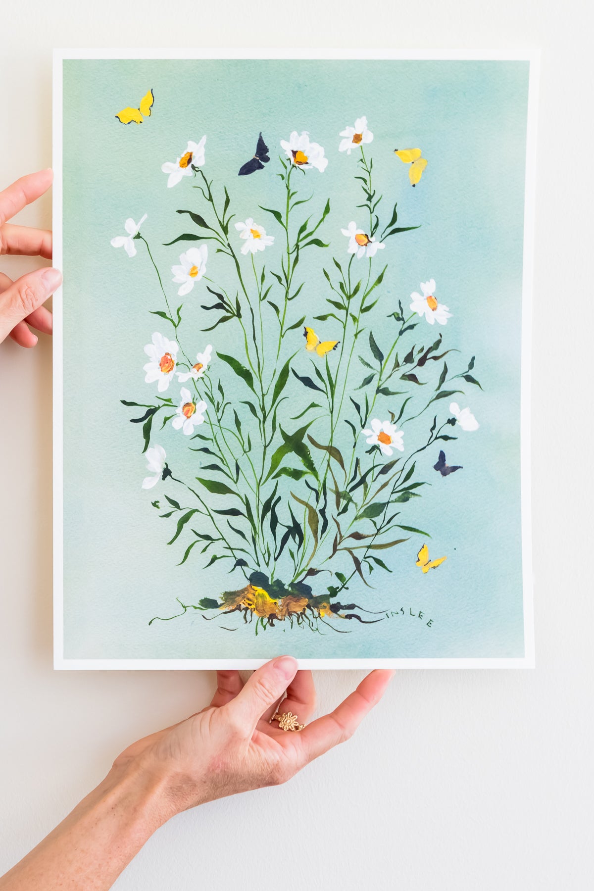 Botanical Print: Chamomile on Chambray