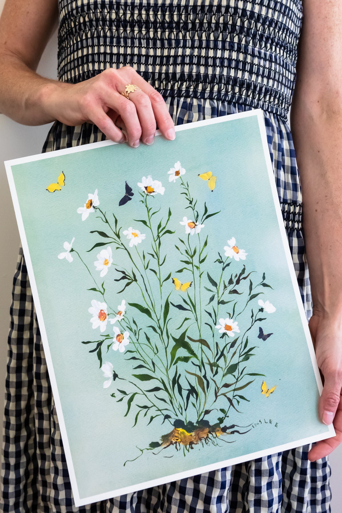 Botanical Print: Chamomile on Chambray