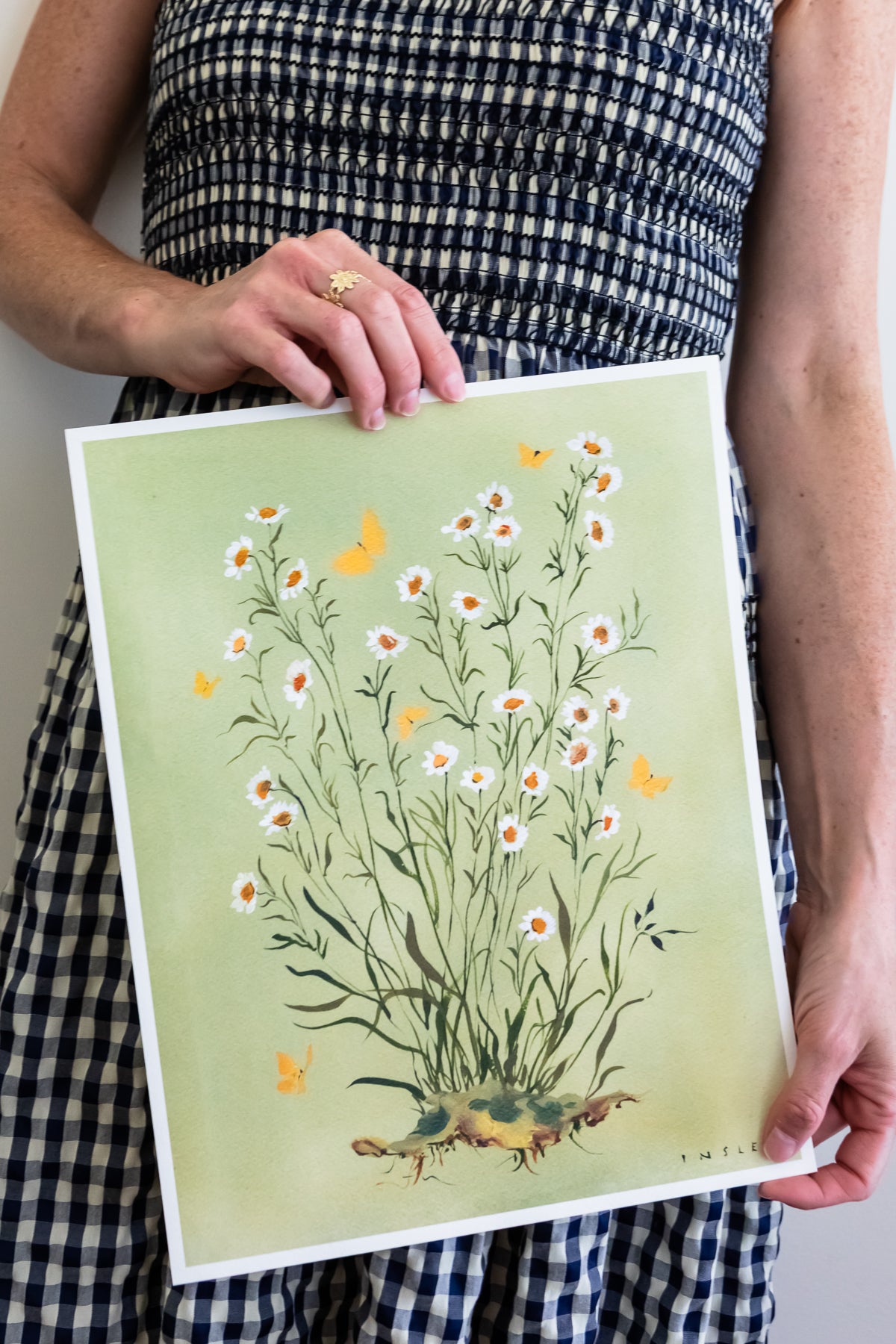 Botanical Print: Chamomile on Olive