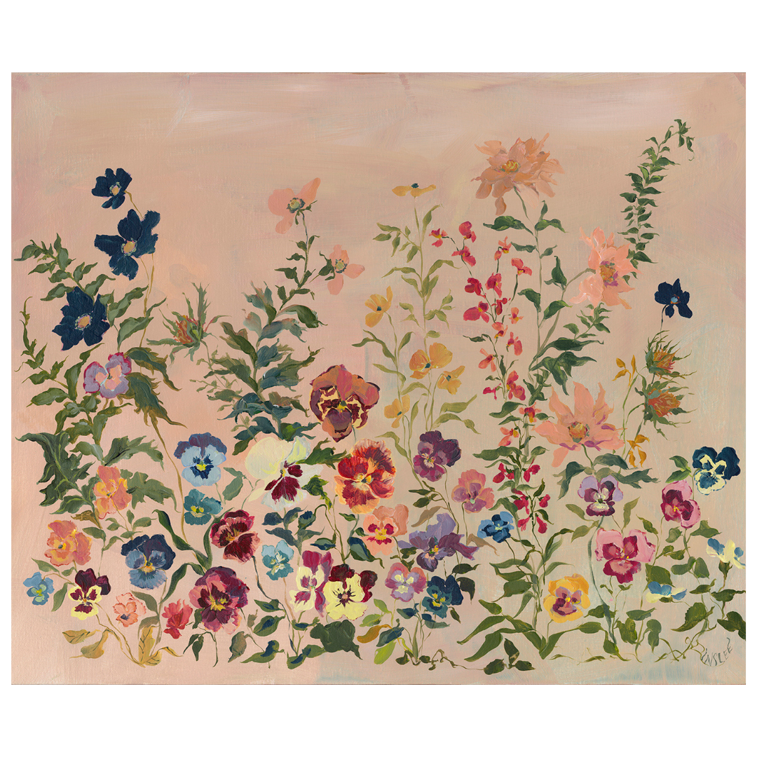 inslee large floral painting print blush pink garden