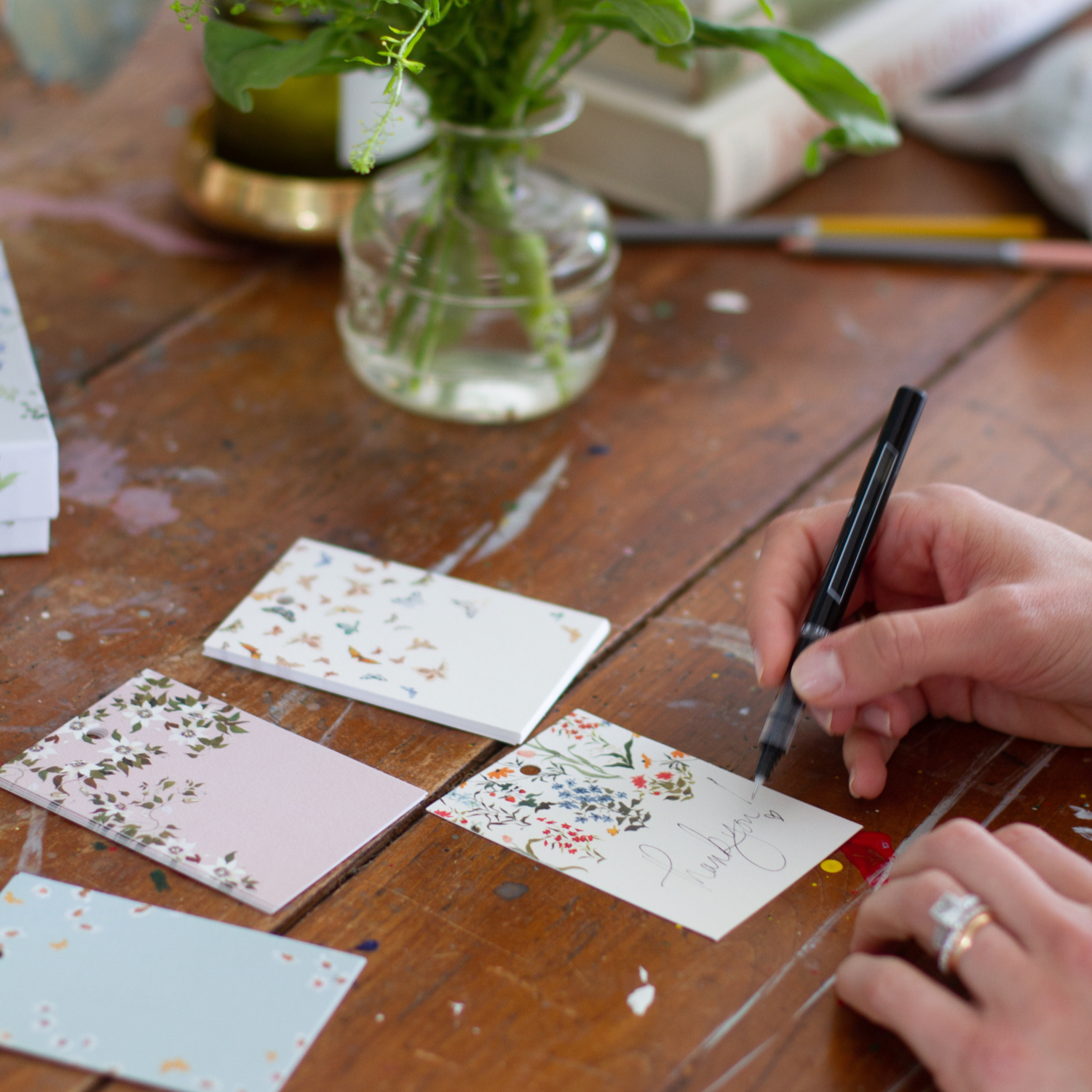 watercolor floral butterfly gift tags
