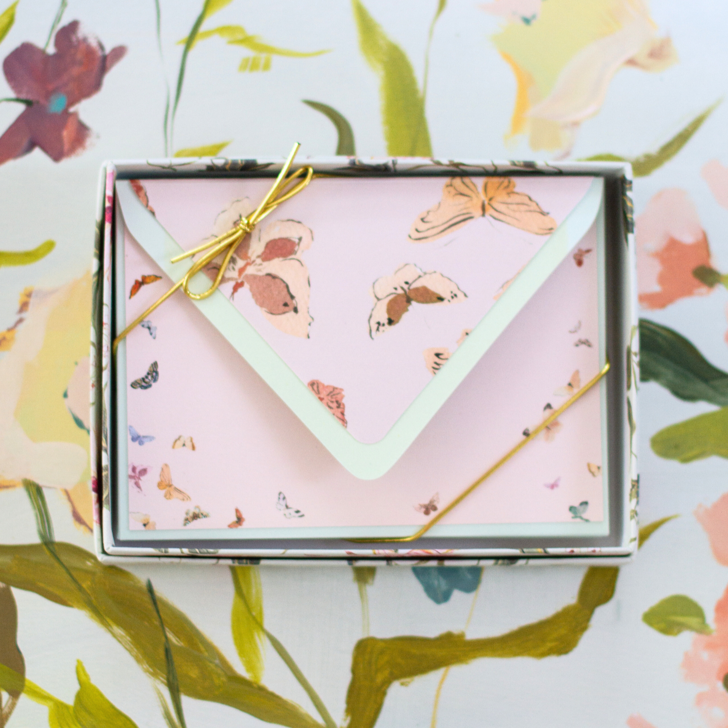 watercolor floral stationary set
