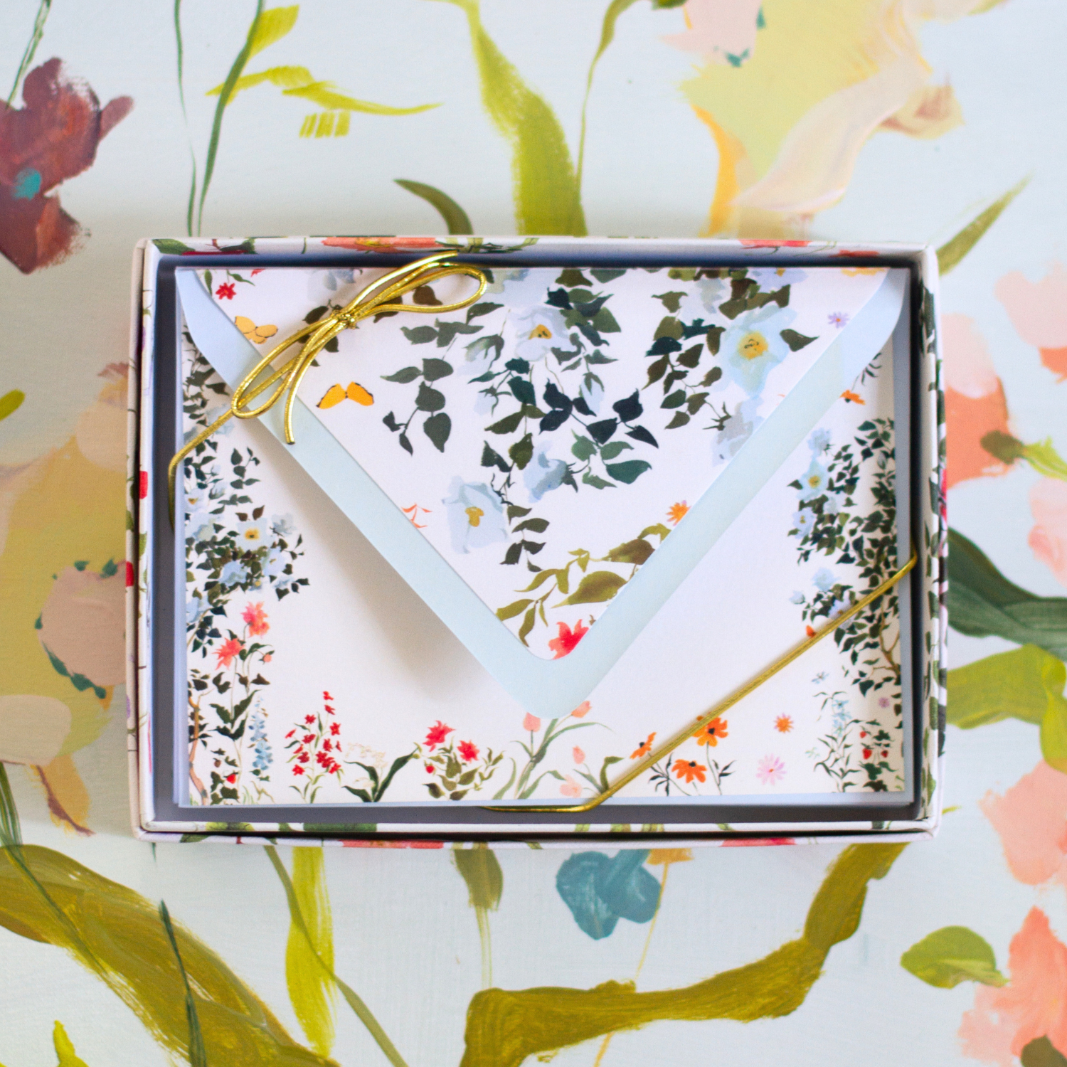 watercolor floral stationary set