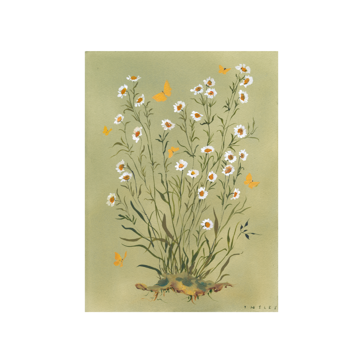 inslee watercolor floral butterfly print