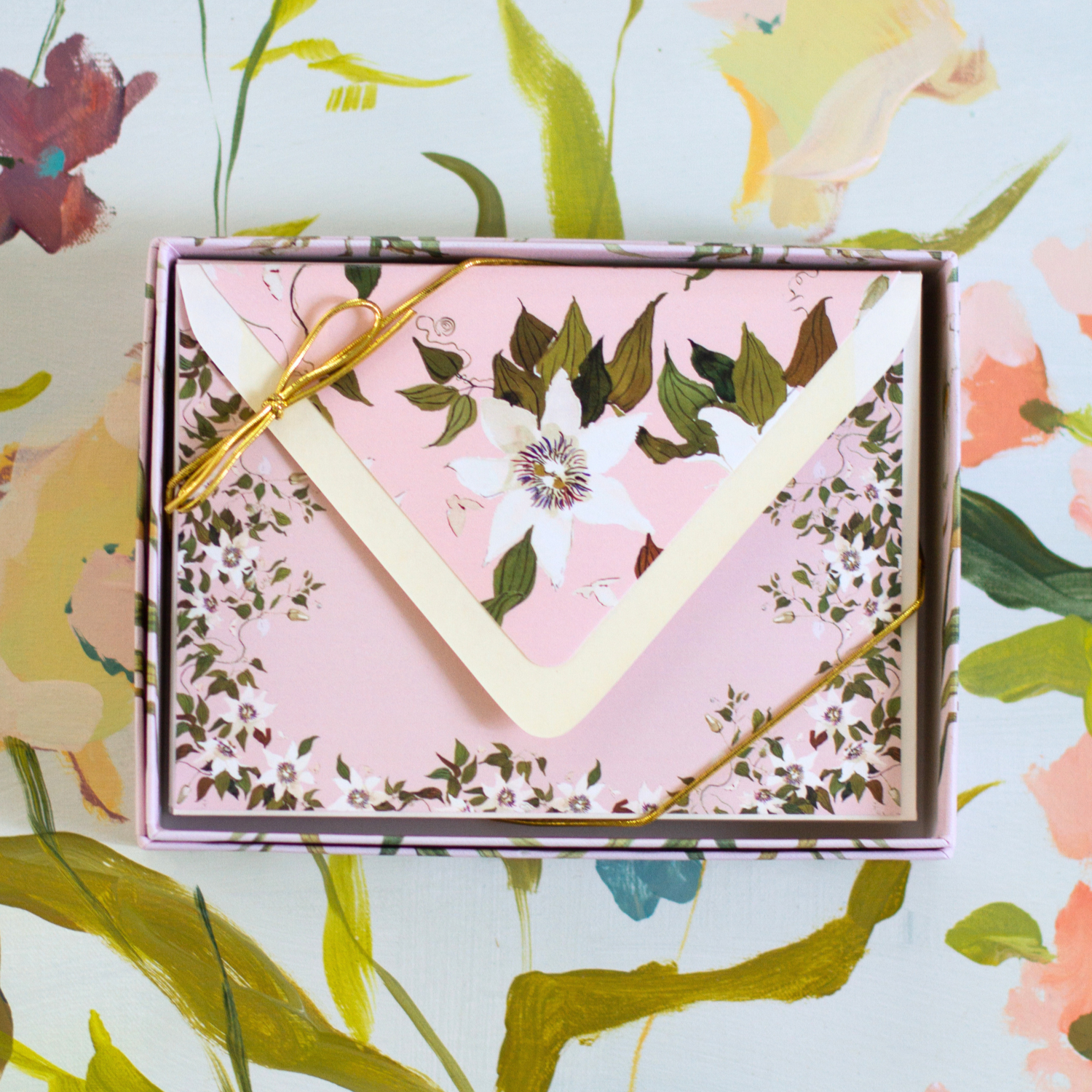 watercolor floral stationary set