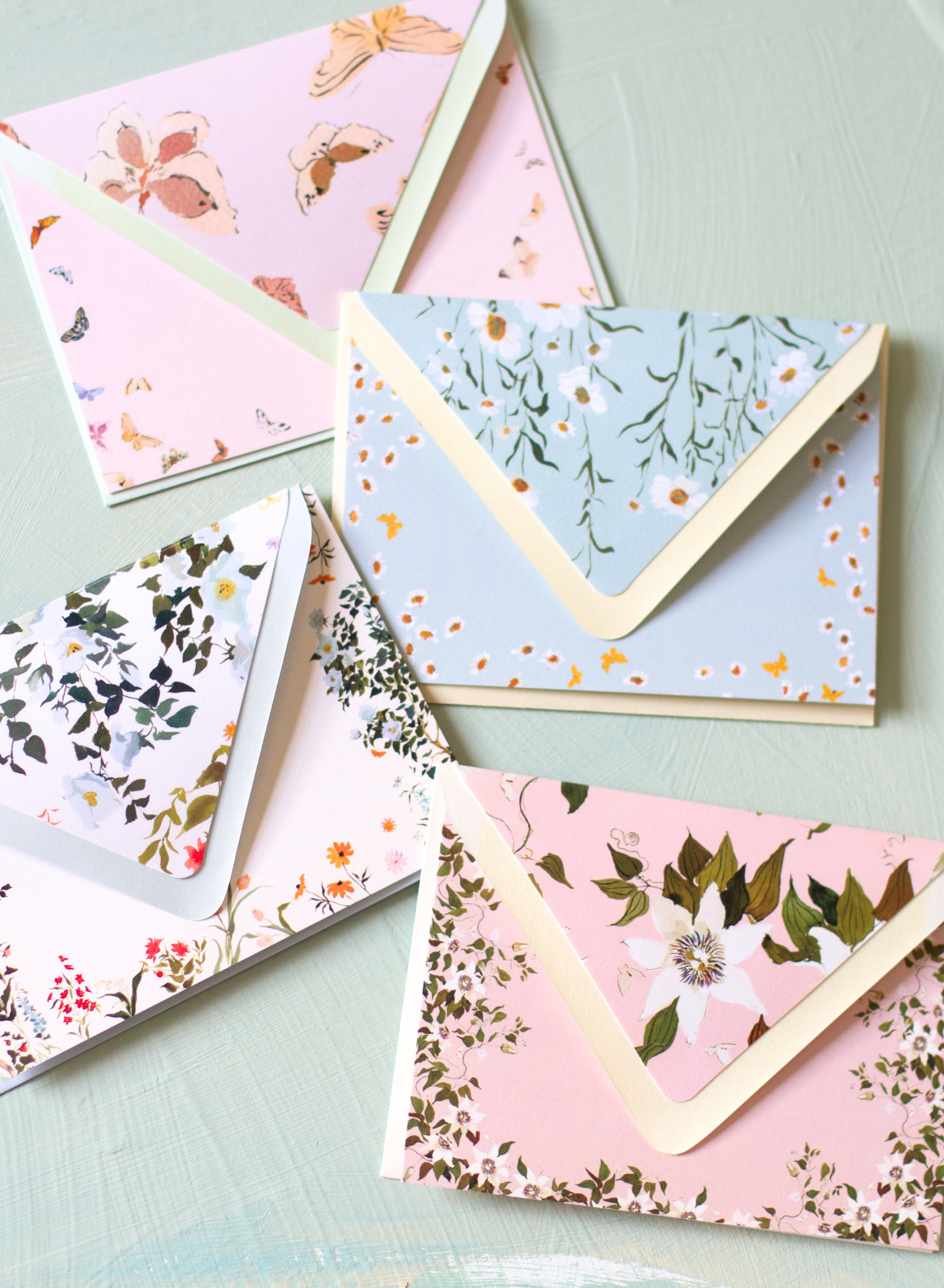 daisy blue watercolor floral stationary set