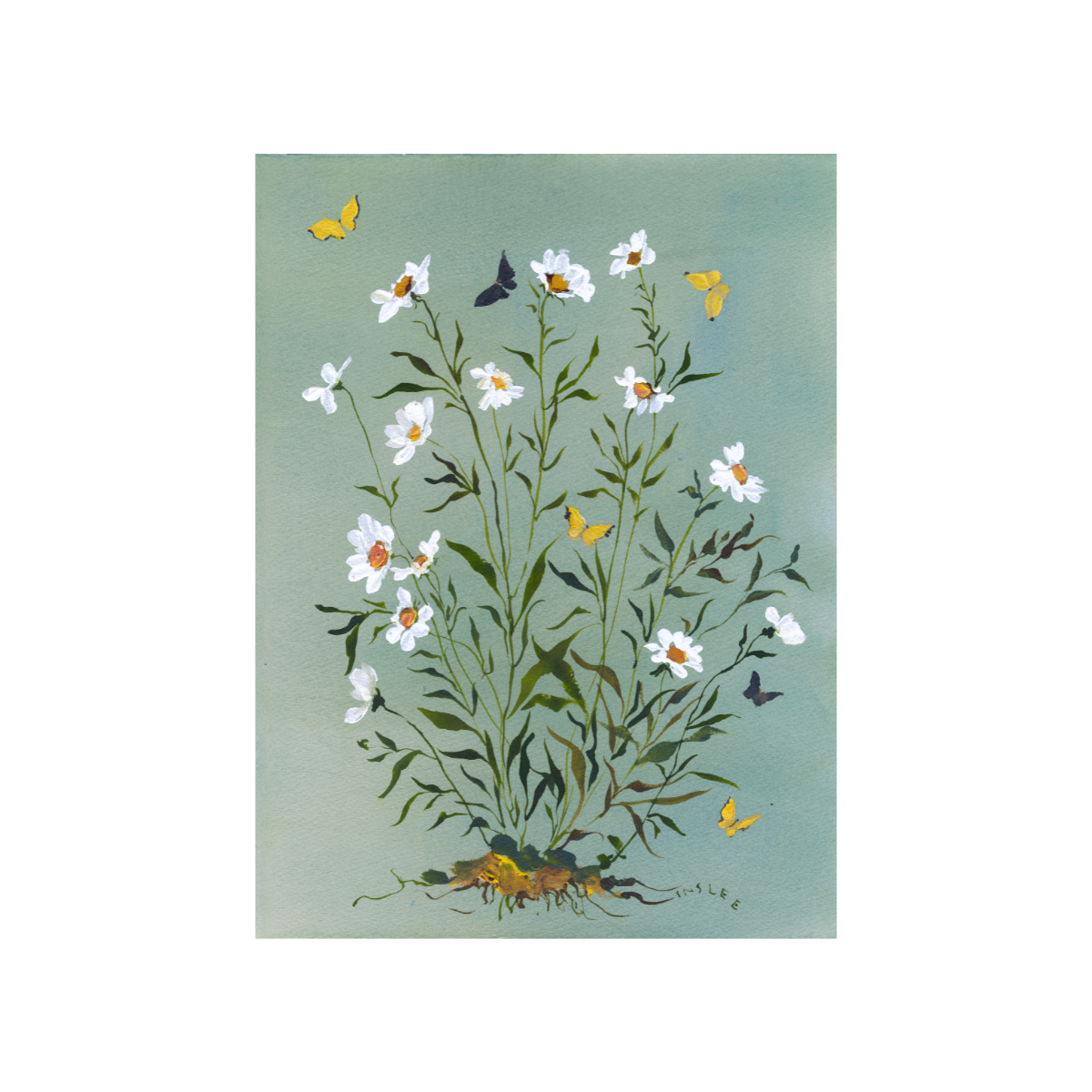 inslee watercolor floral butterfly print