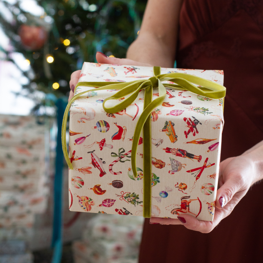 Deck the Halls on Buttercream Gift Wrap