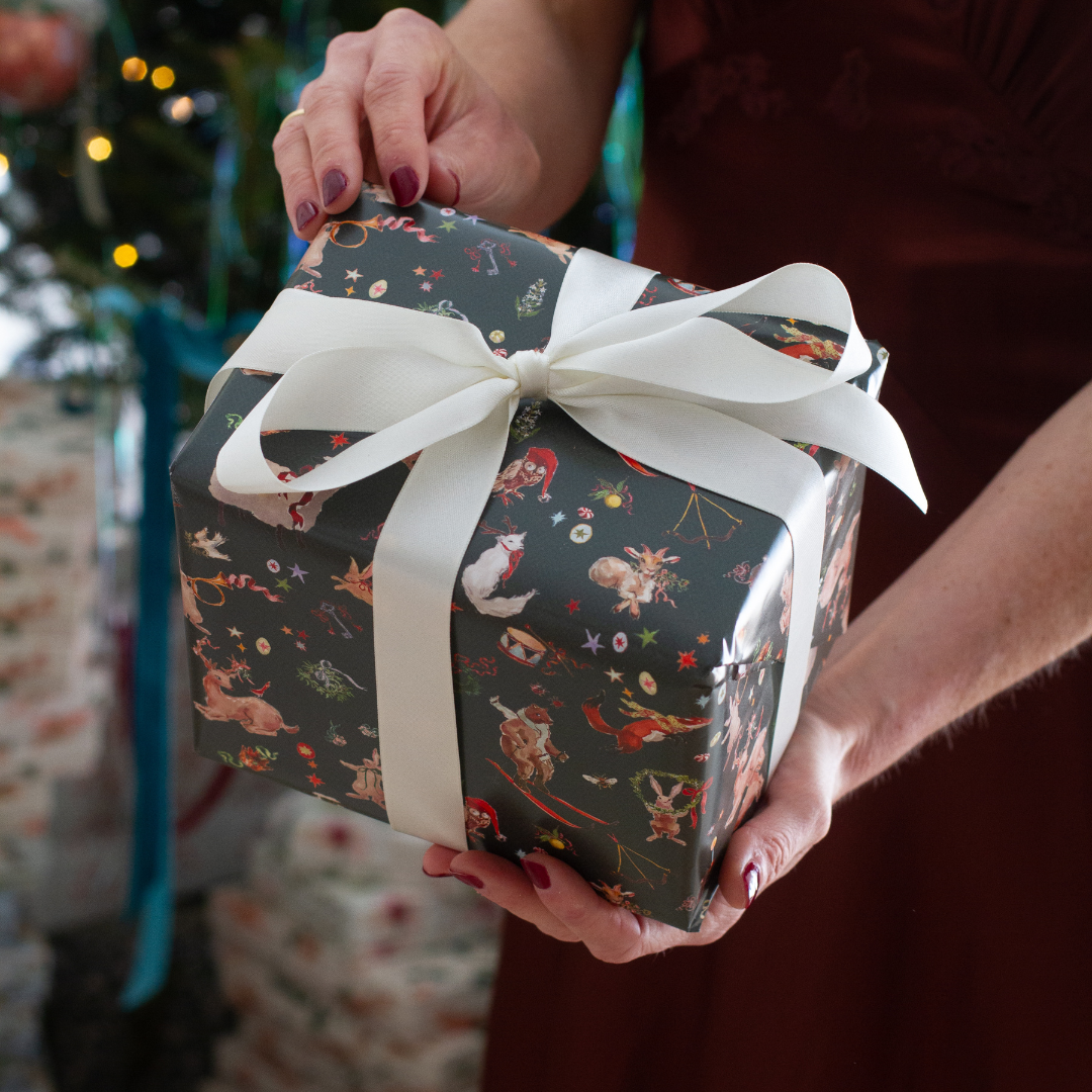 Menagerie on Hunter Green Gift Wrap