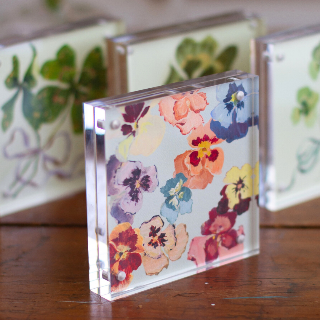 inslee fariss watercolor art pansy flower acrylic block print