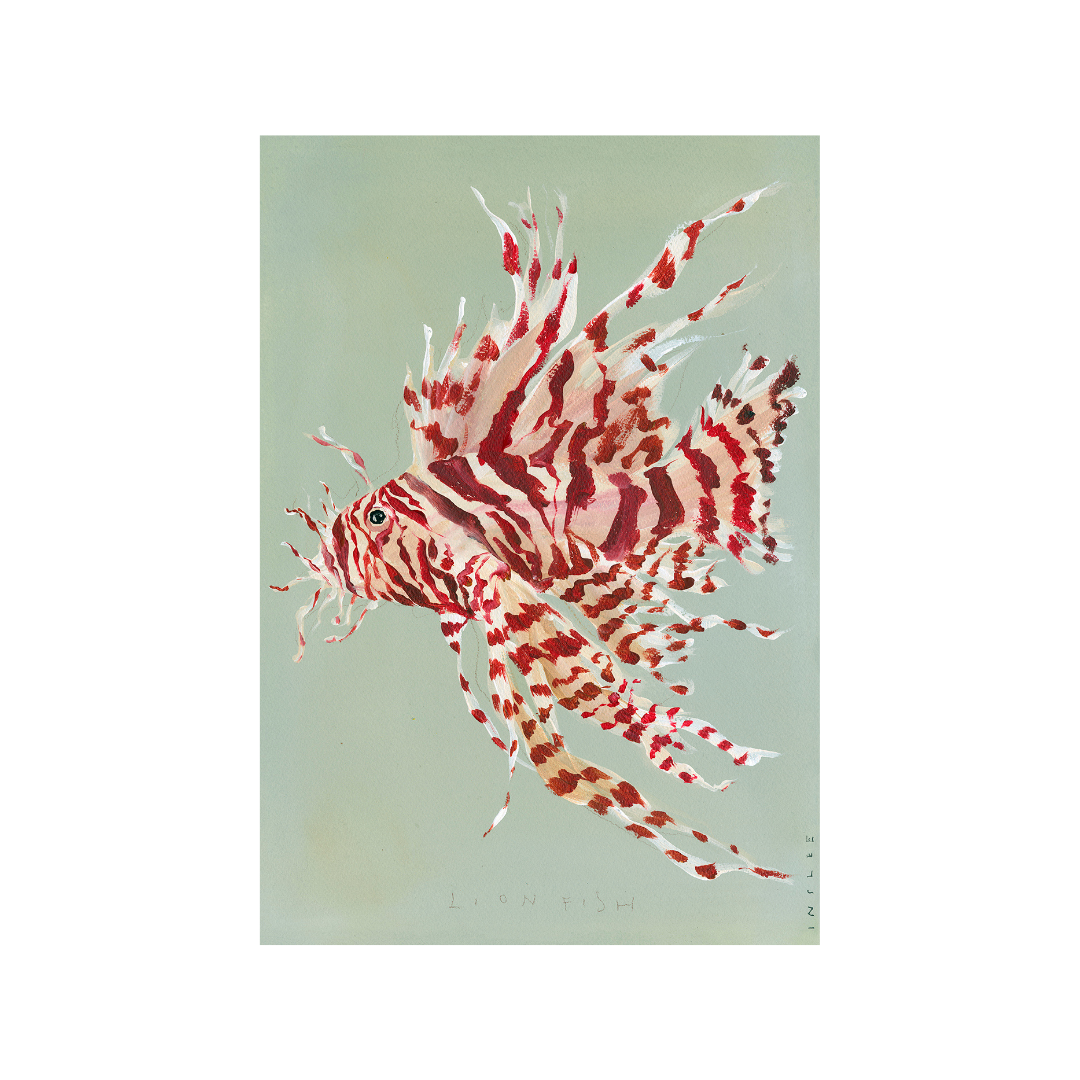 Inslee fariss lion fish watercolor painting print