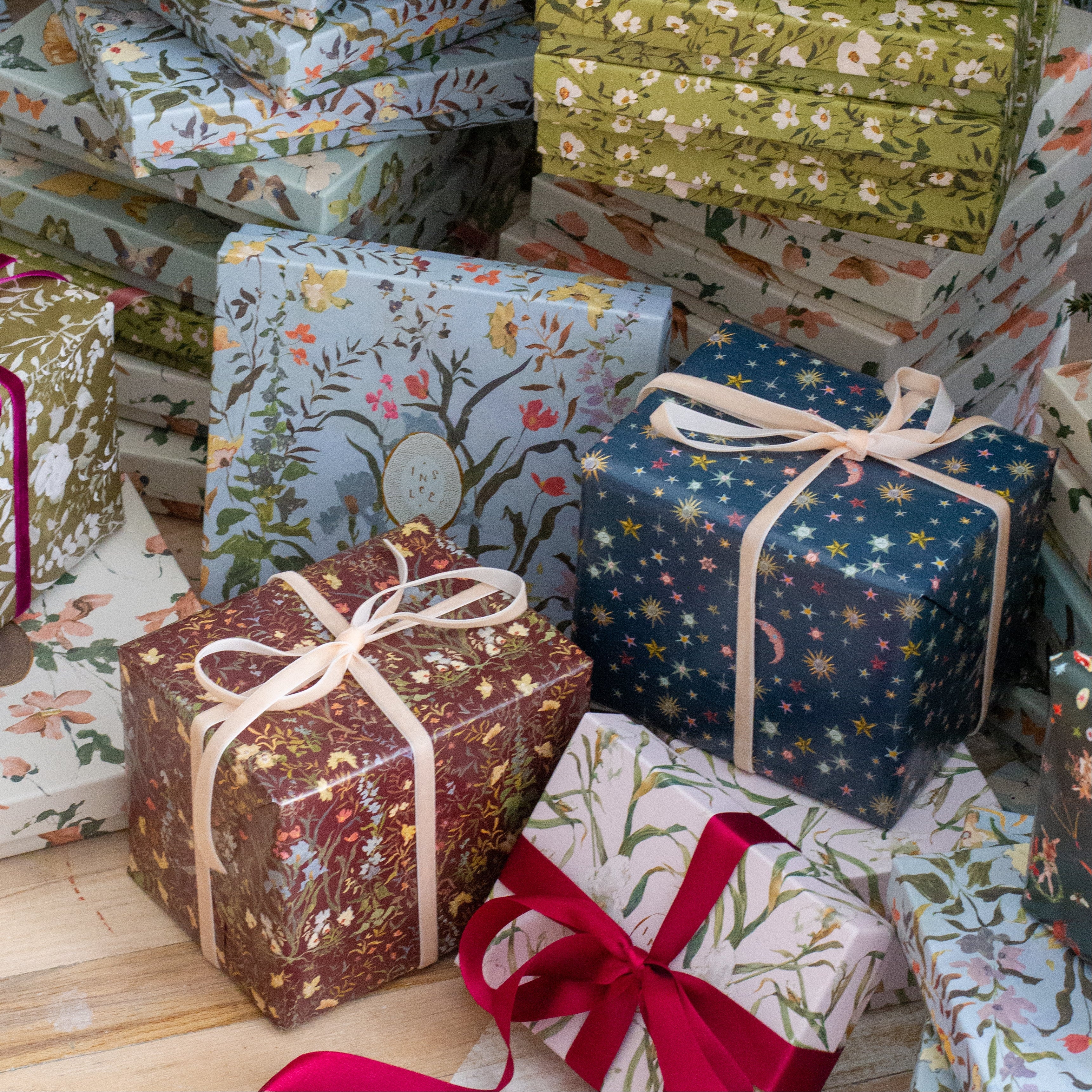 Burgundy Brocade Gift Wrap