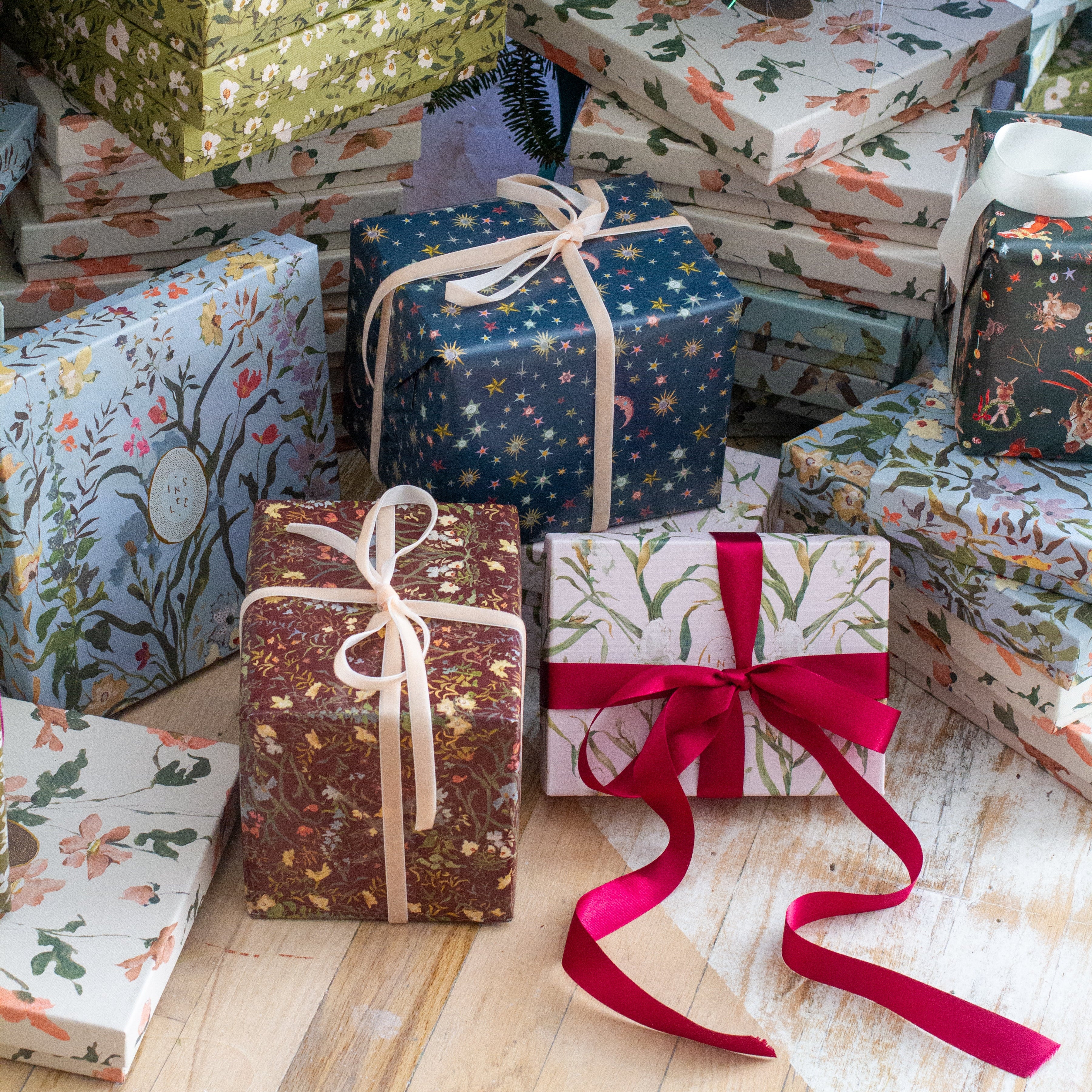 Burgundy Brocade Gift Wrap