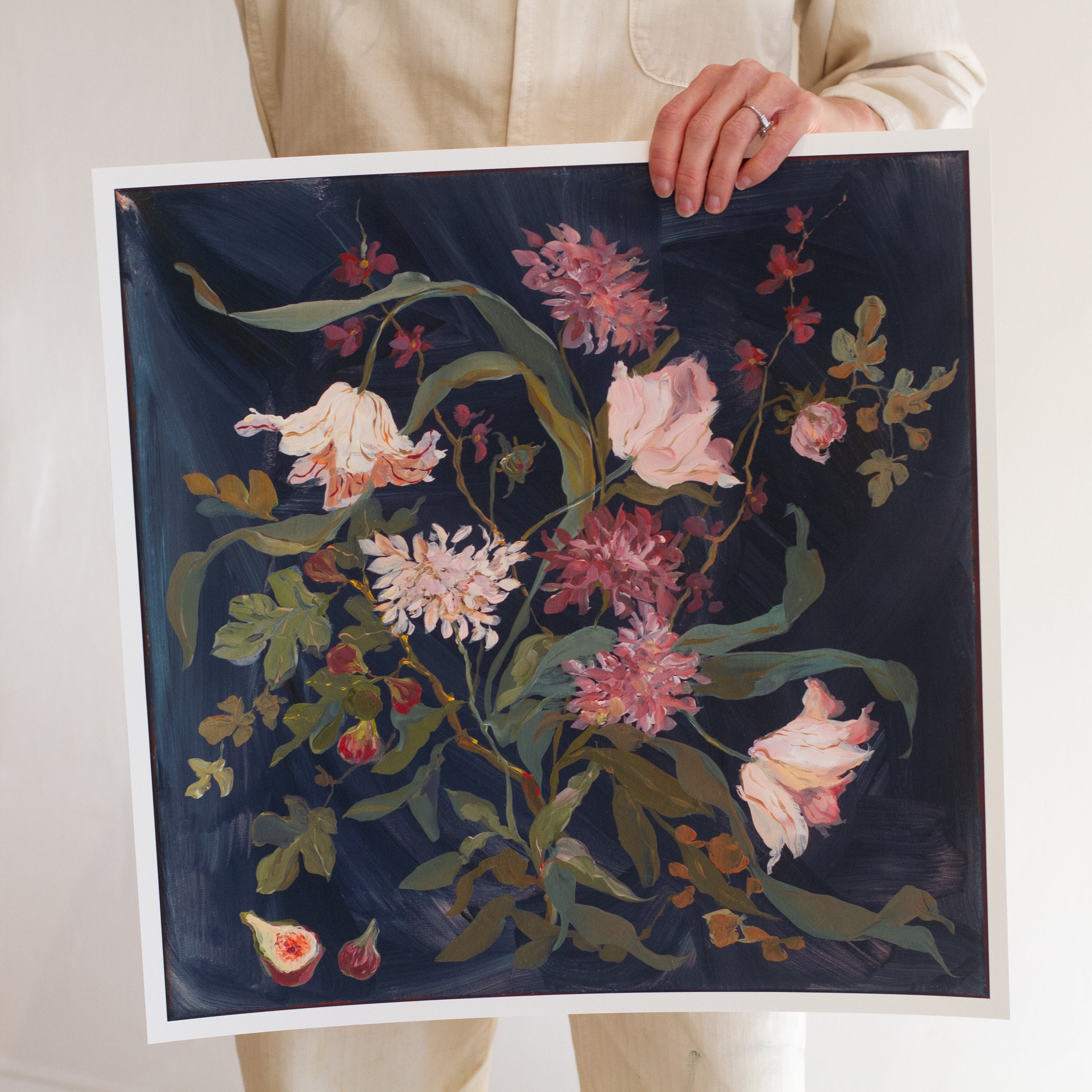 inslee floral painting print navy fig winter