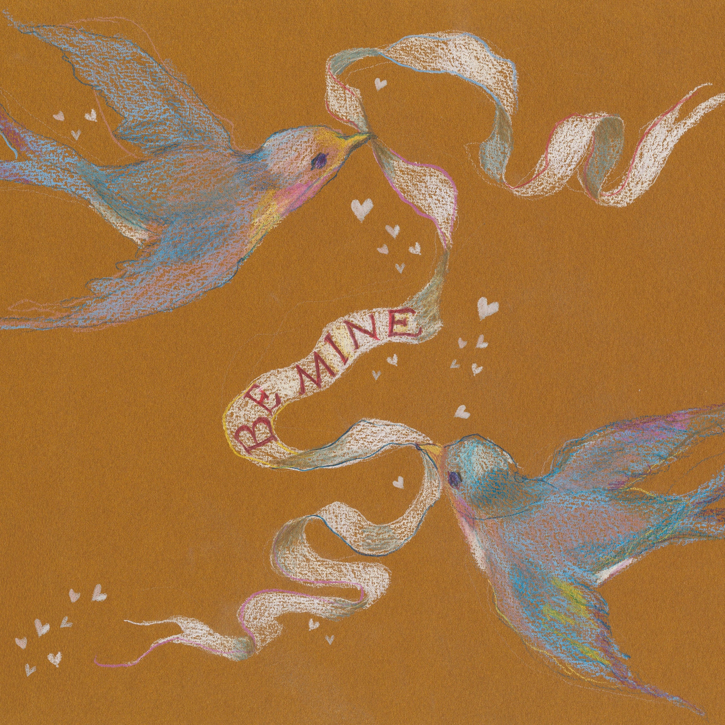 inslee color pencil print be mine valentine's bird hearts