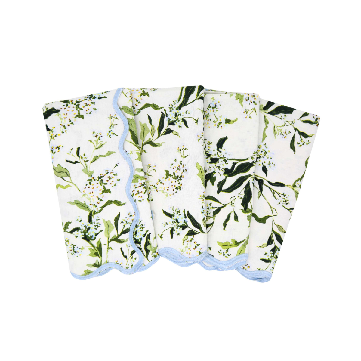 inslee watercolor floral painted linen napkins scalloped