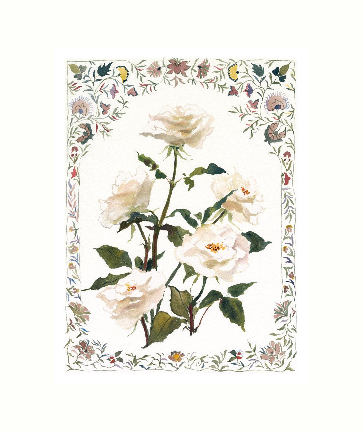 Bordered Botanical Print: Rose