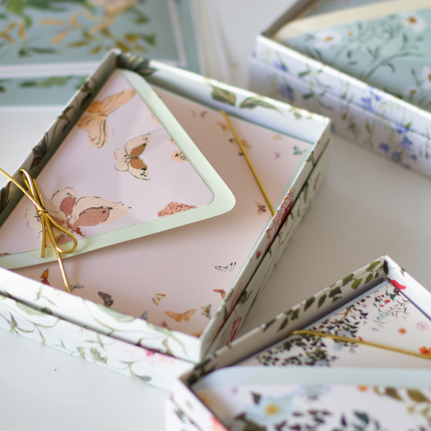 butterfly watercolor floral stationary set