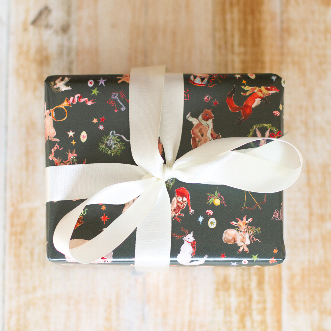 Menagerie on Hunter Green Gift Wrap