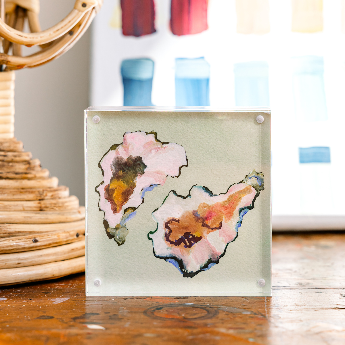 inslee watercolor print acrylic block oysters