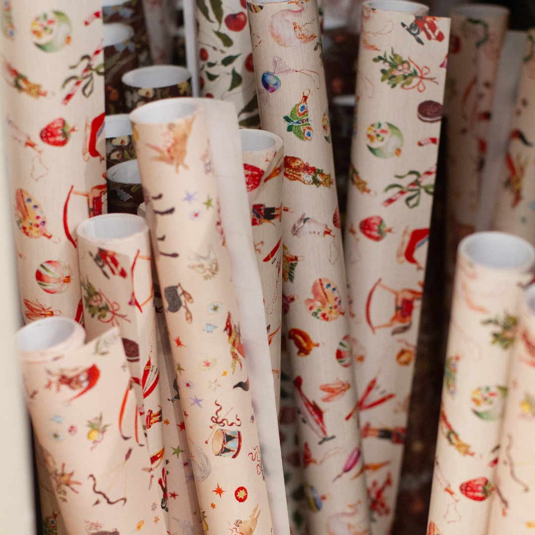 Deck the Halls on Buttercream Gift Wrap