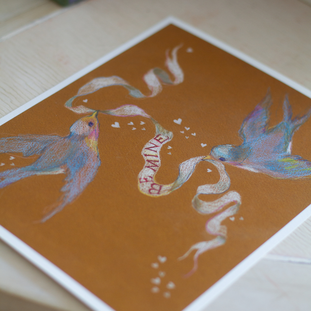 inslee color pencil print be mine valentine's bird hearts