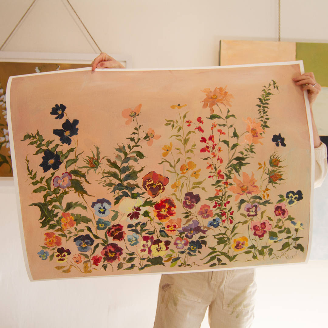 inslee large floral painting print blush pink garden