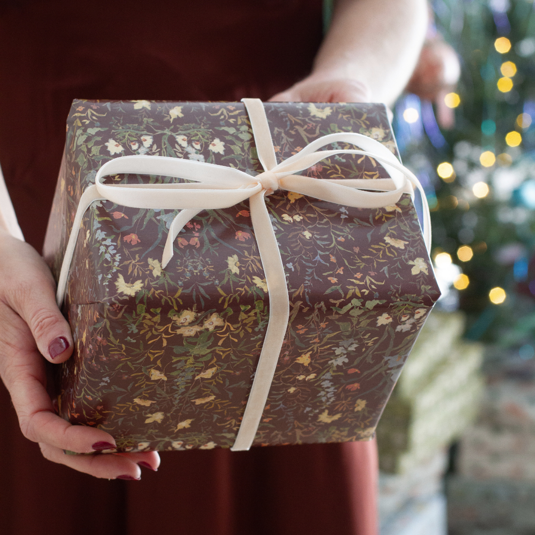 Burgundy Brocade Gift Wrap