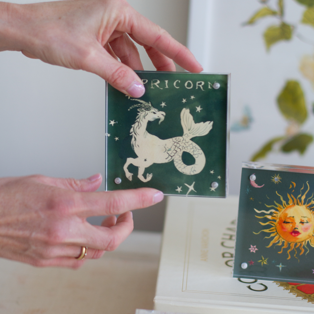 inslee watercolor print acrylic capricorn zodiac