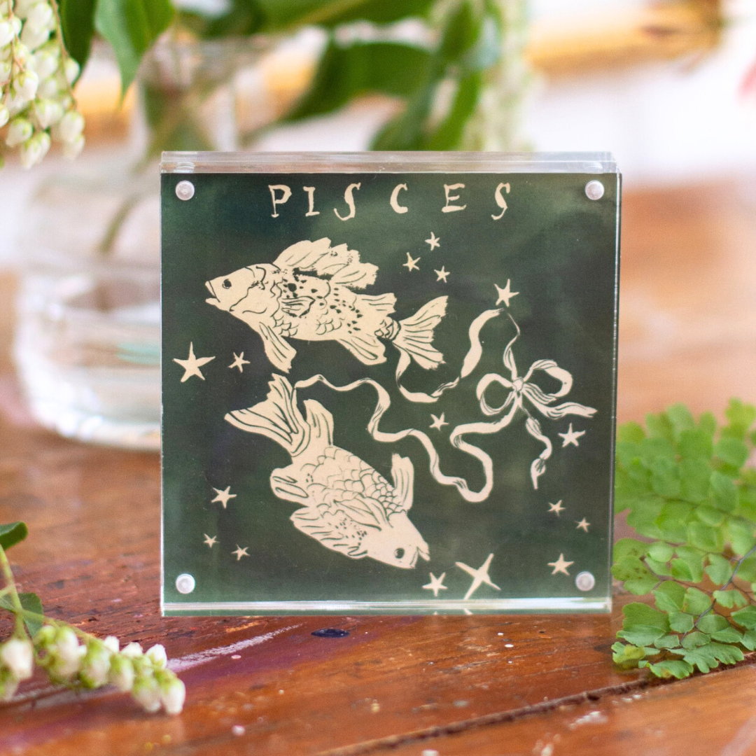 inslee fariss watercolor art pisces zodiac acrylic block print