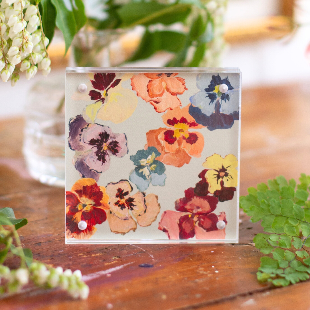 inslee fariss watercolor art pansy flower acrylic block print