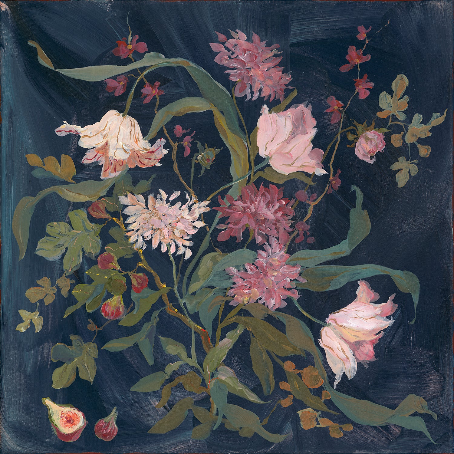 inslee floral painting print navy fig winter