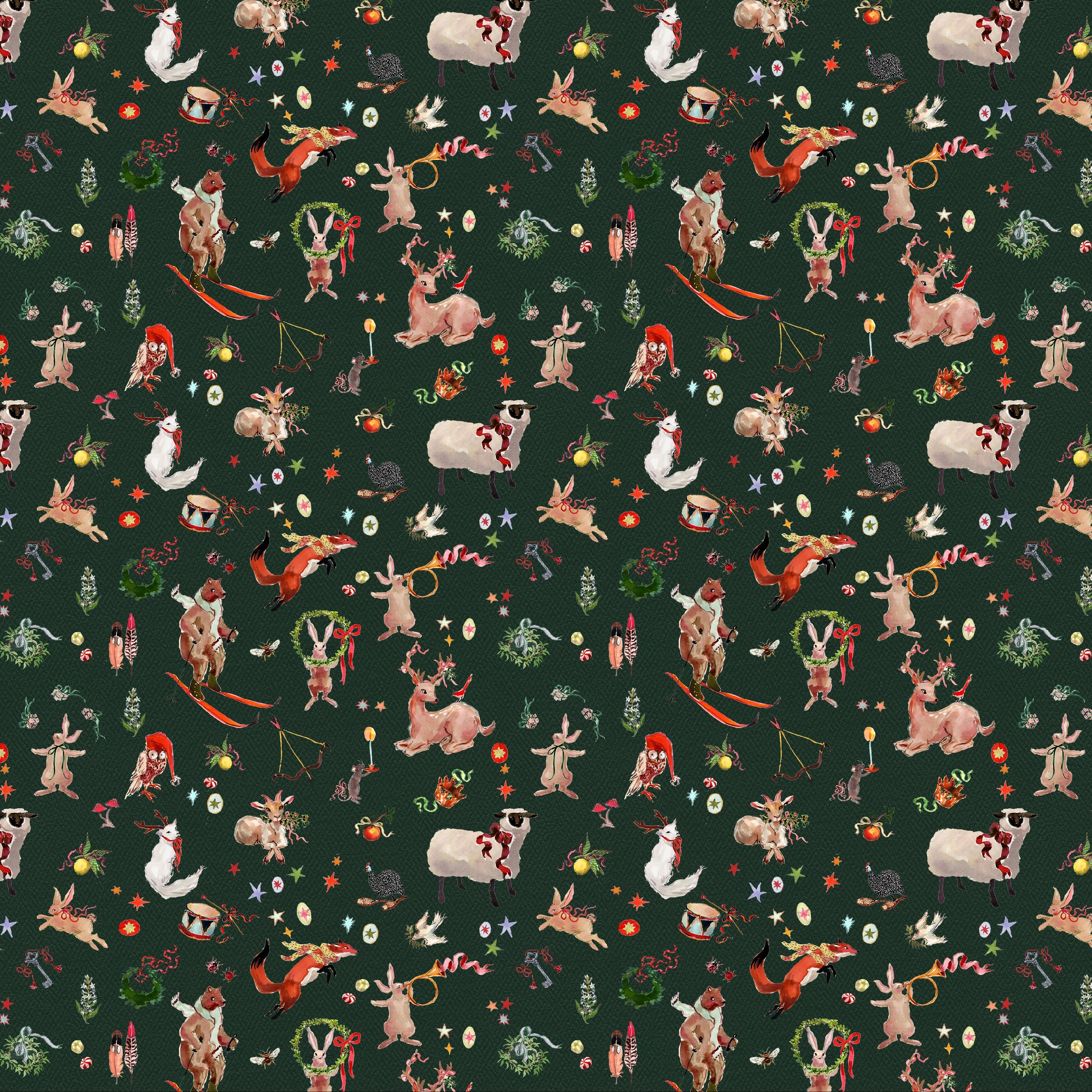 Menagerie on Hunter Green Gift Wrap