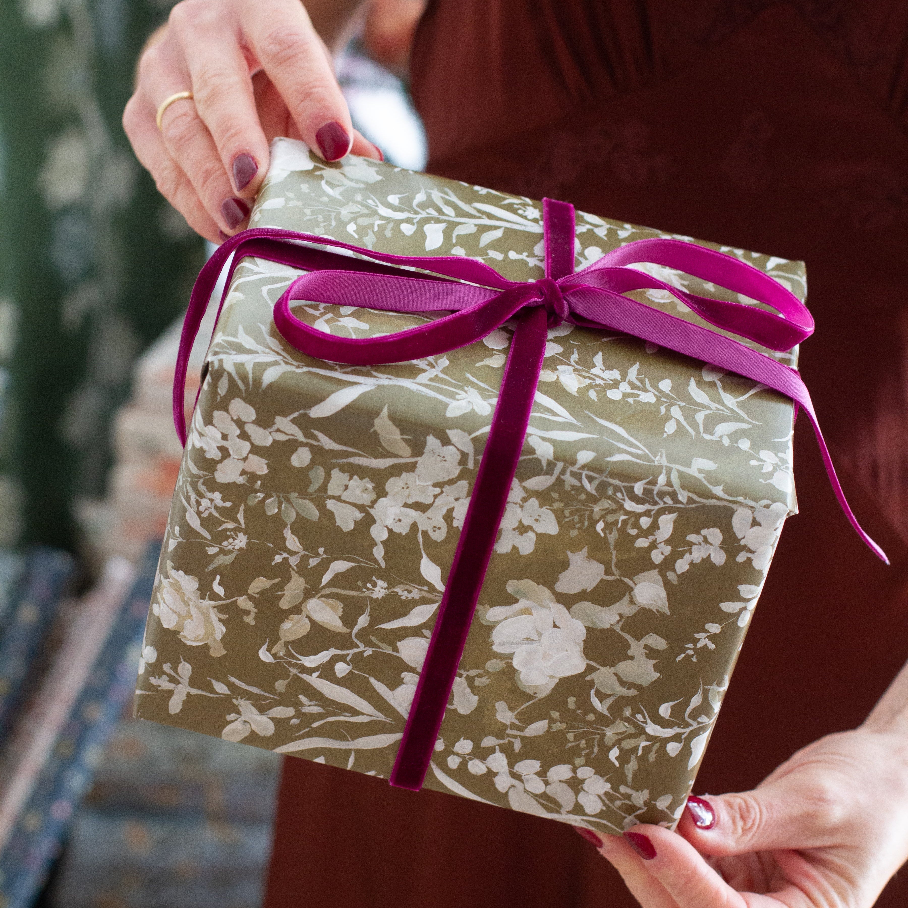 Olive Bloom Gift Wrap