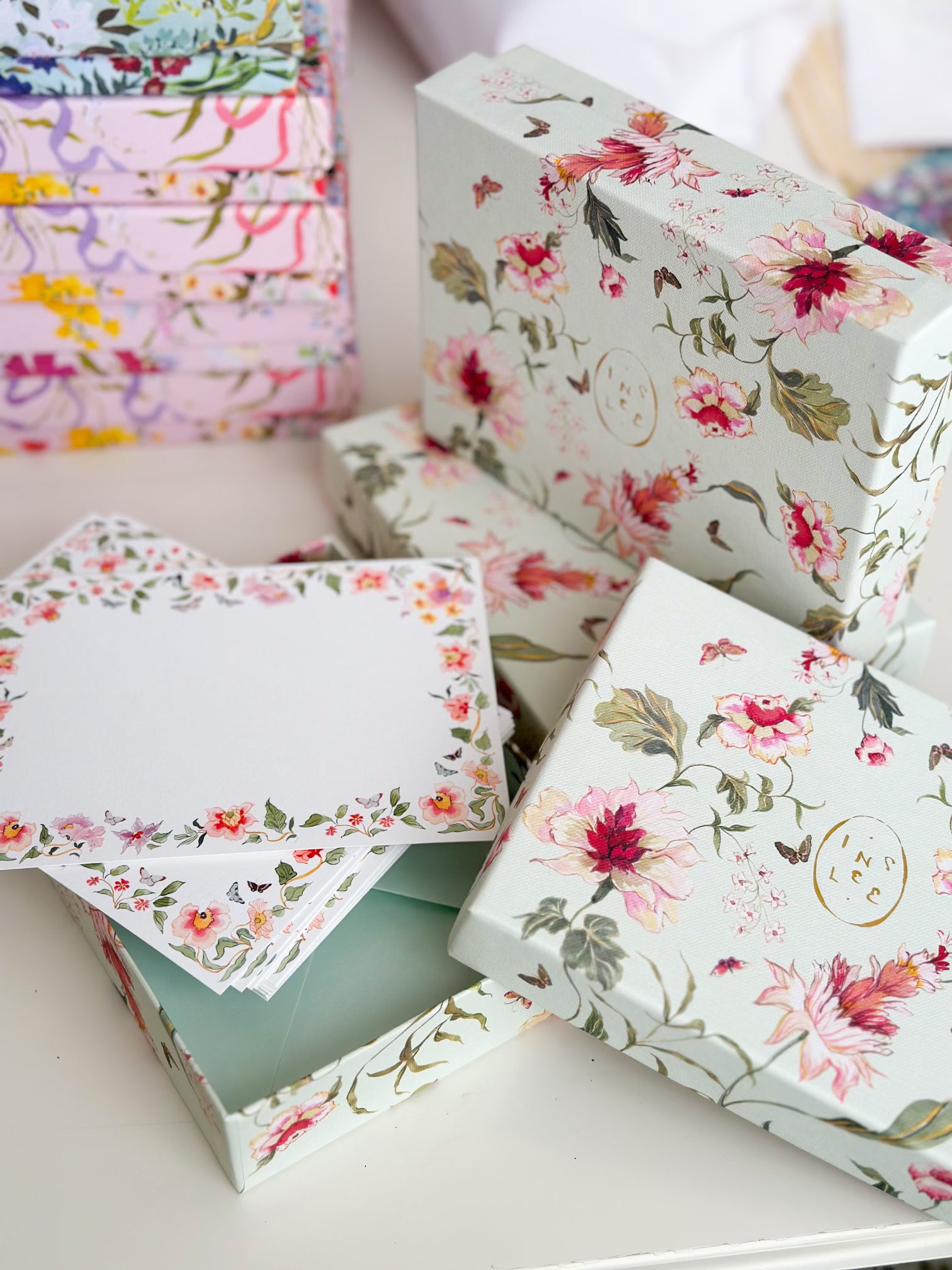 Chintz & Butterfly Stationery: Lilac