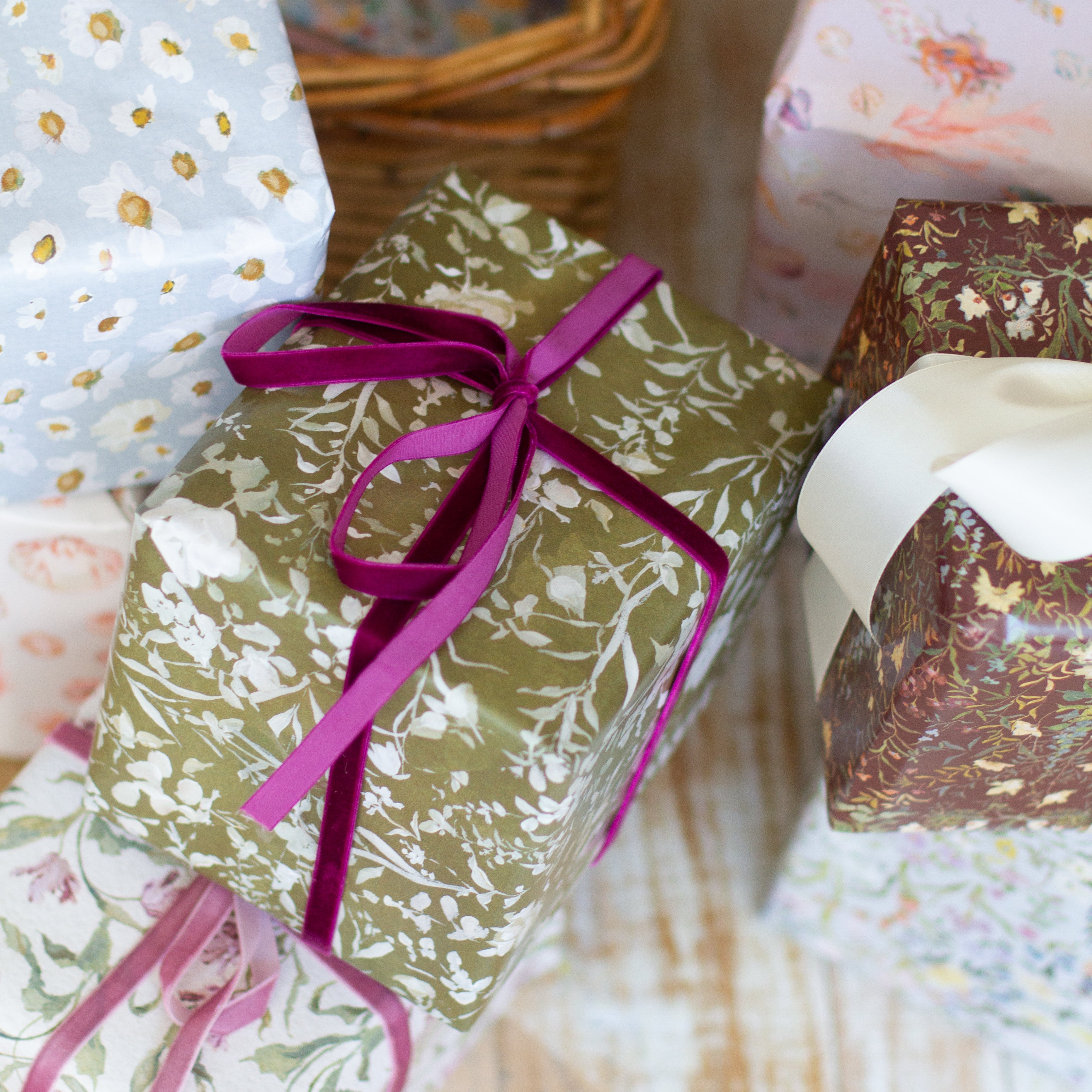Olive Bloom Gift Wrap