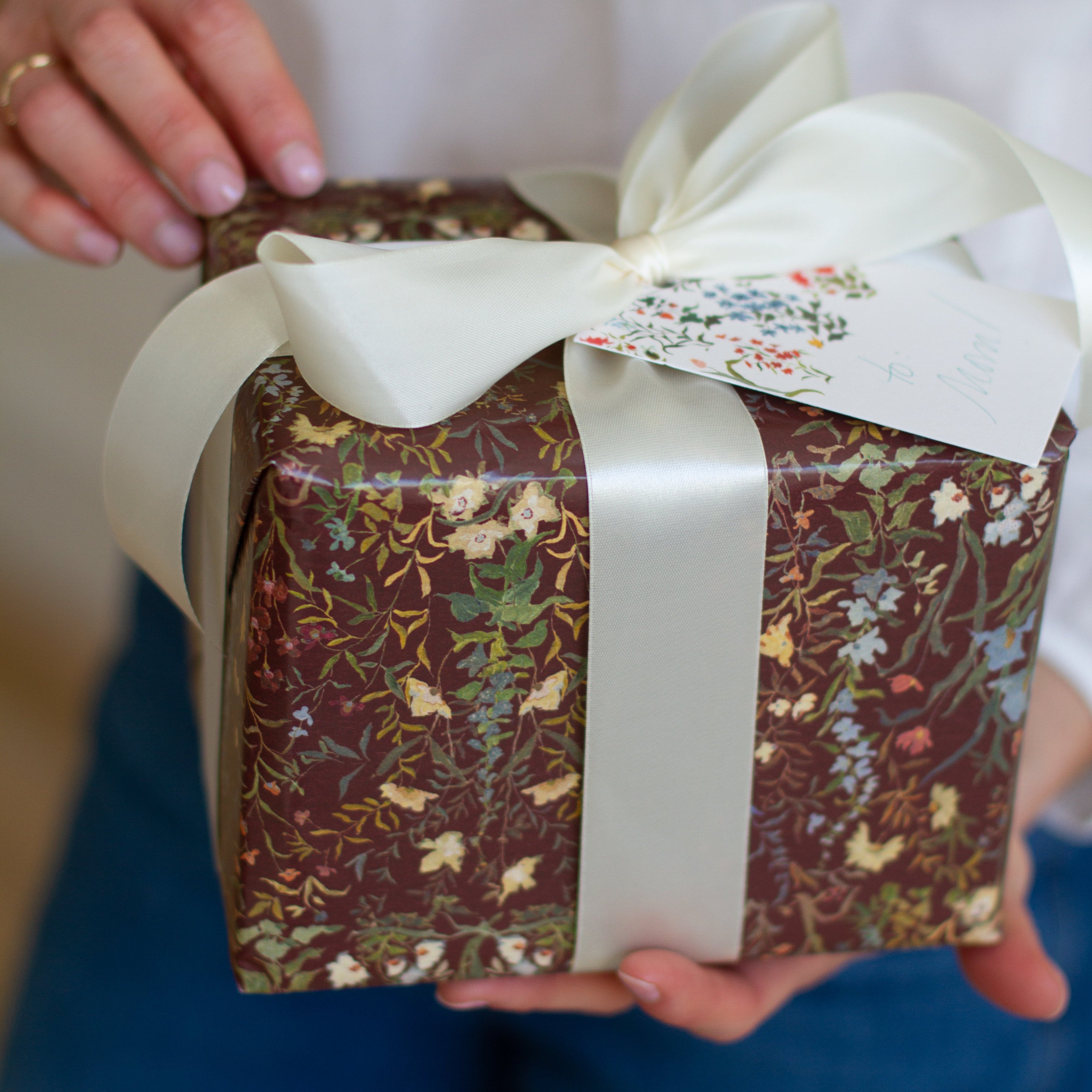 Burgundy Brocade Gift Wrap