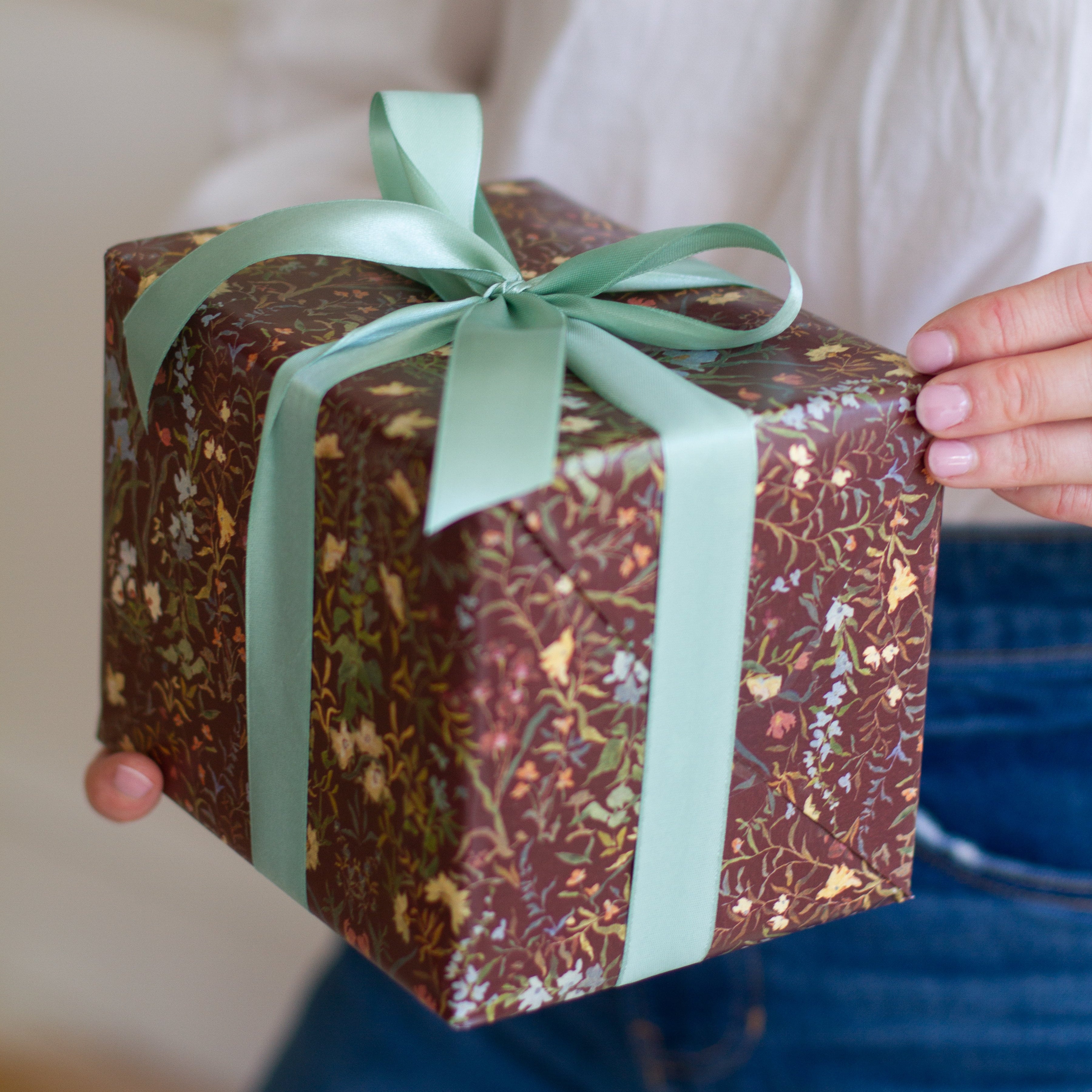 Burgundy Brocade Gift Wrap