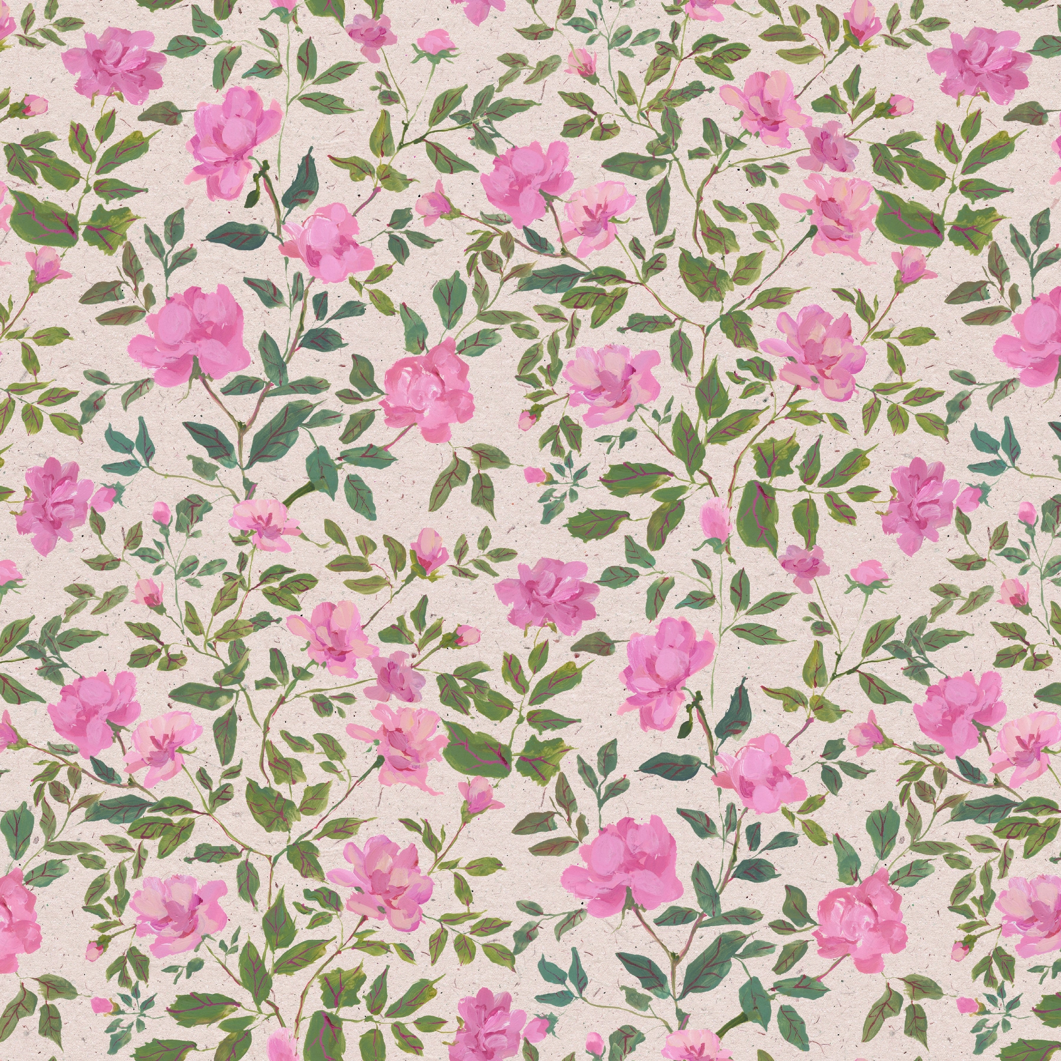 Pink & Green Roses Gift Wrap