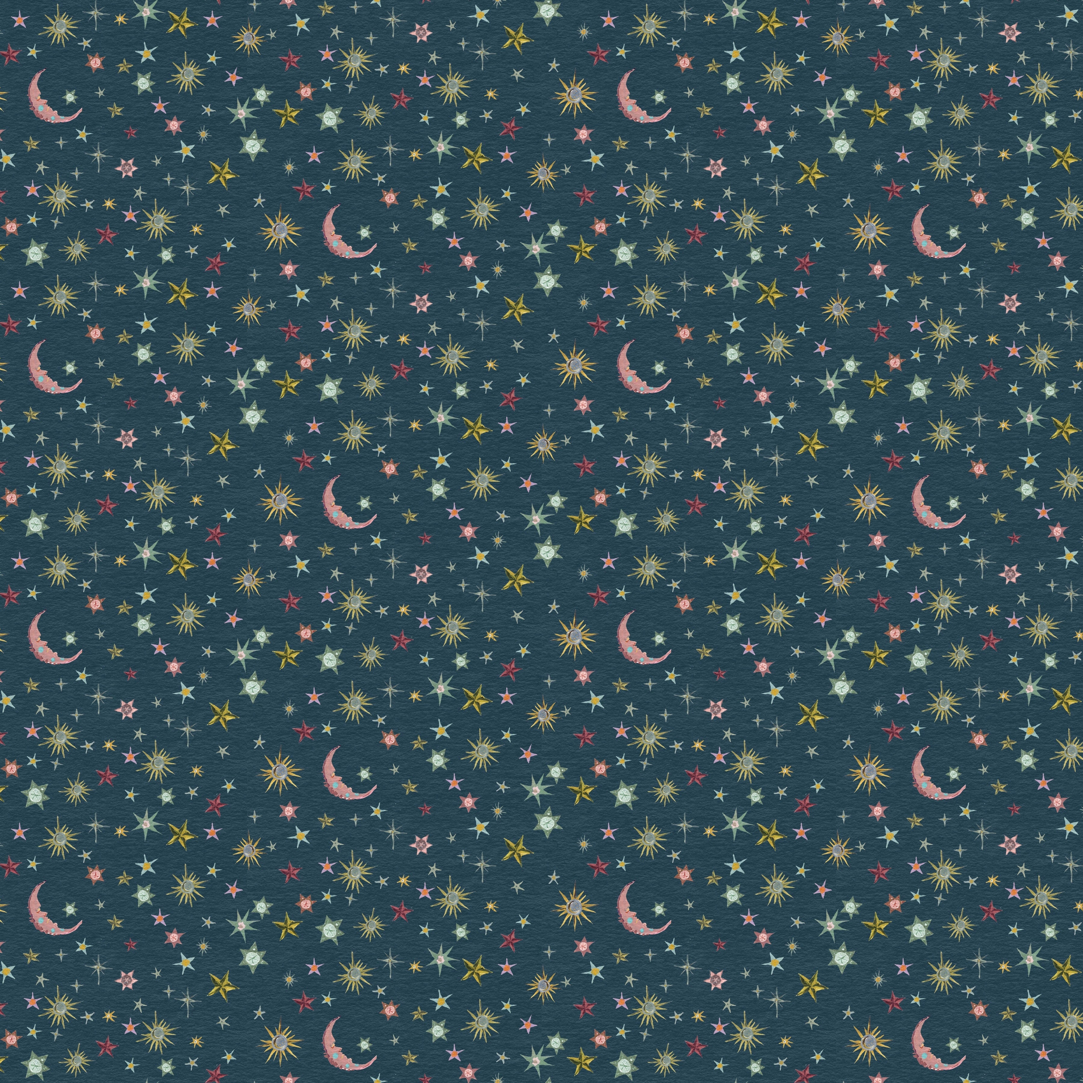 inslee stars and moon painted wrapping paper navy blue