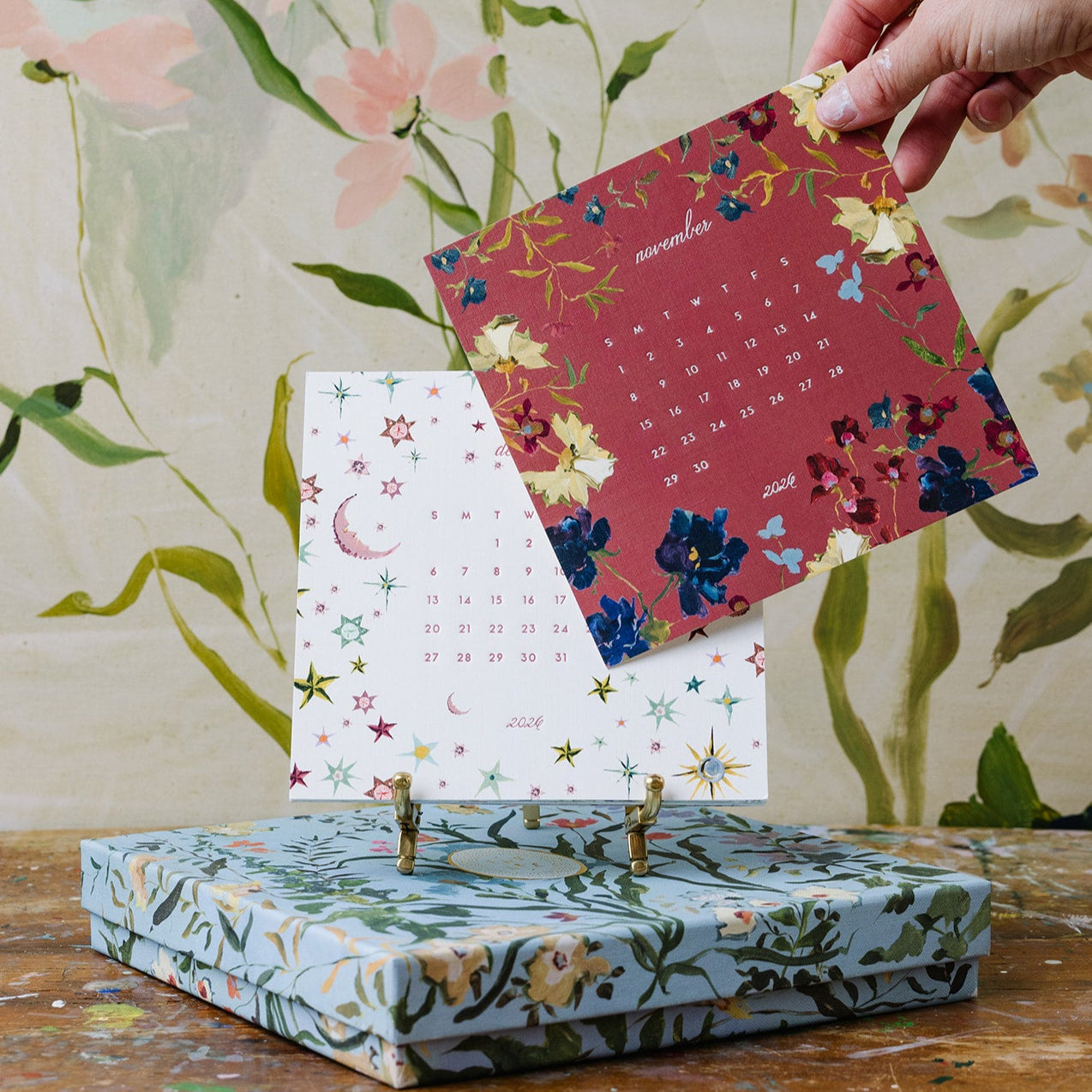 inslee watercolor calendar floral linen box 