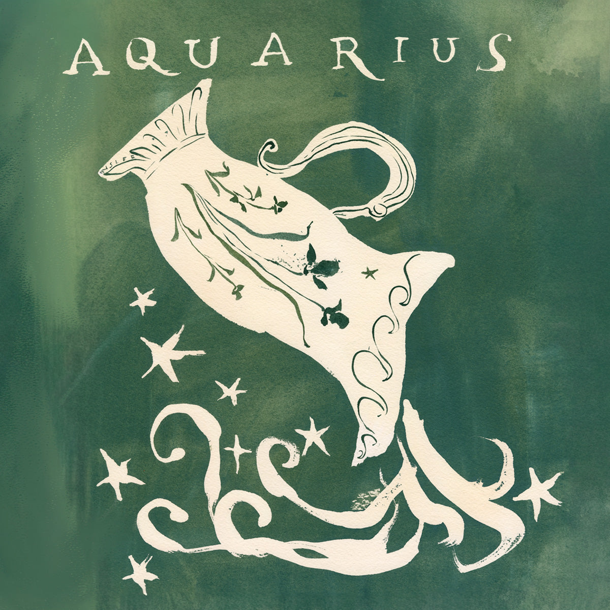 inslee watercolor print aquarius zodiac sign