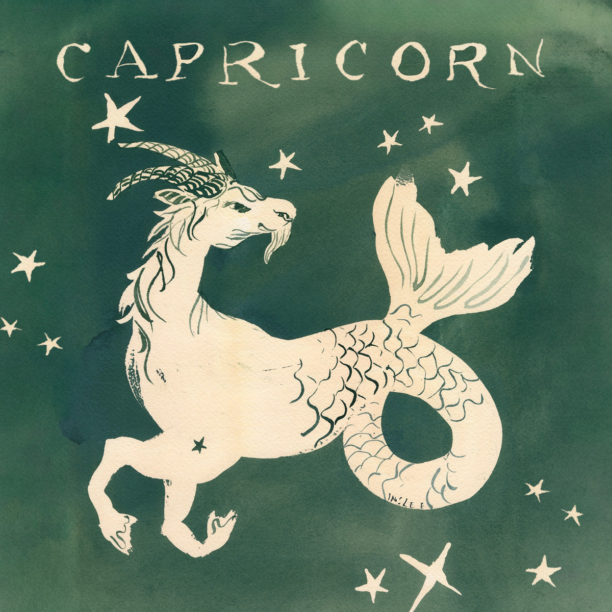 inslee watercolor print acrylic capricorn zodiac