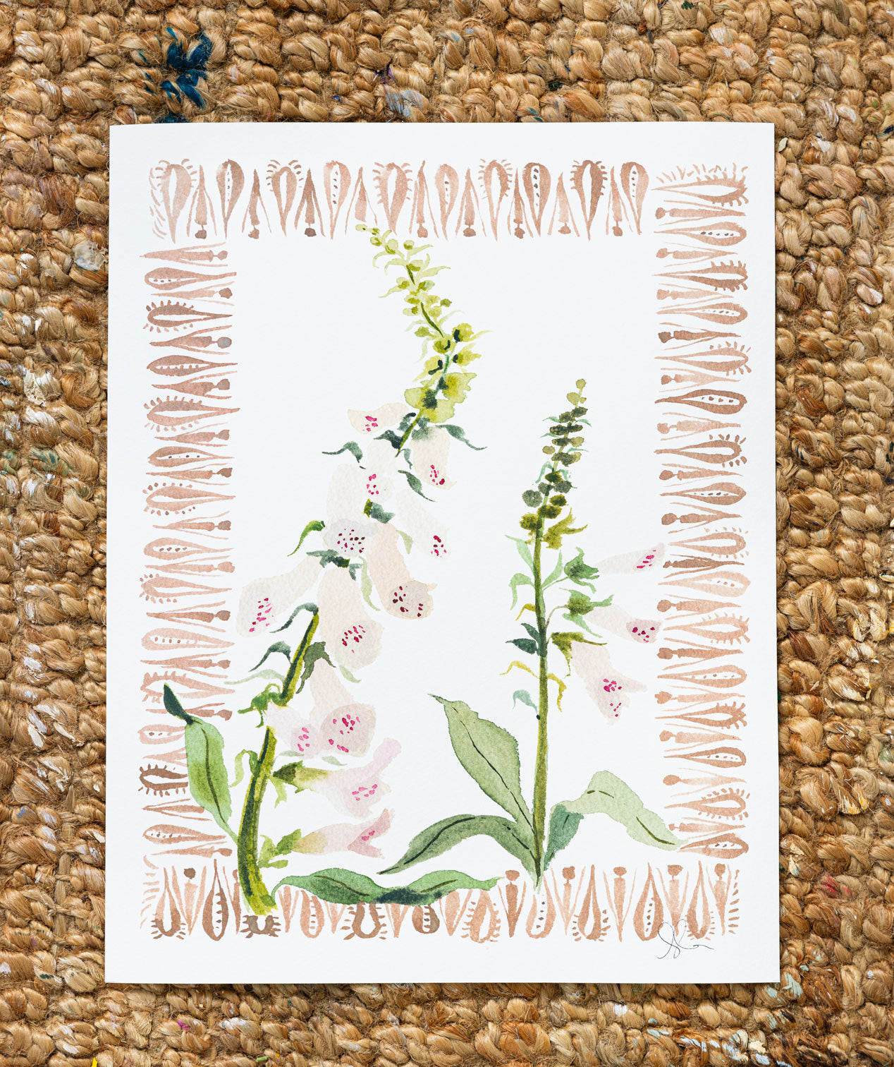 Bordered Botanical Print: Foxglove