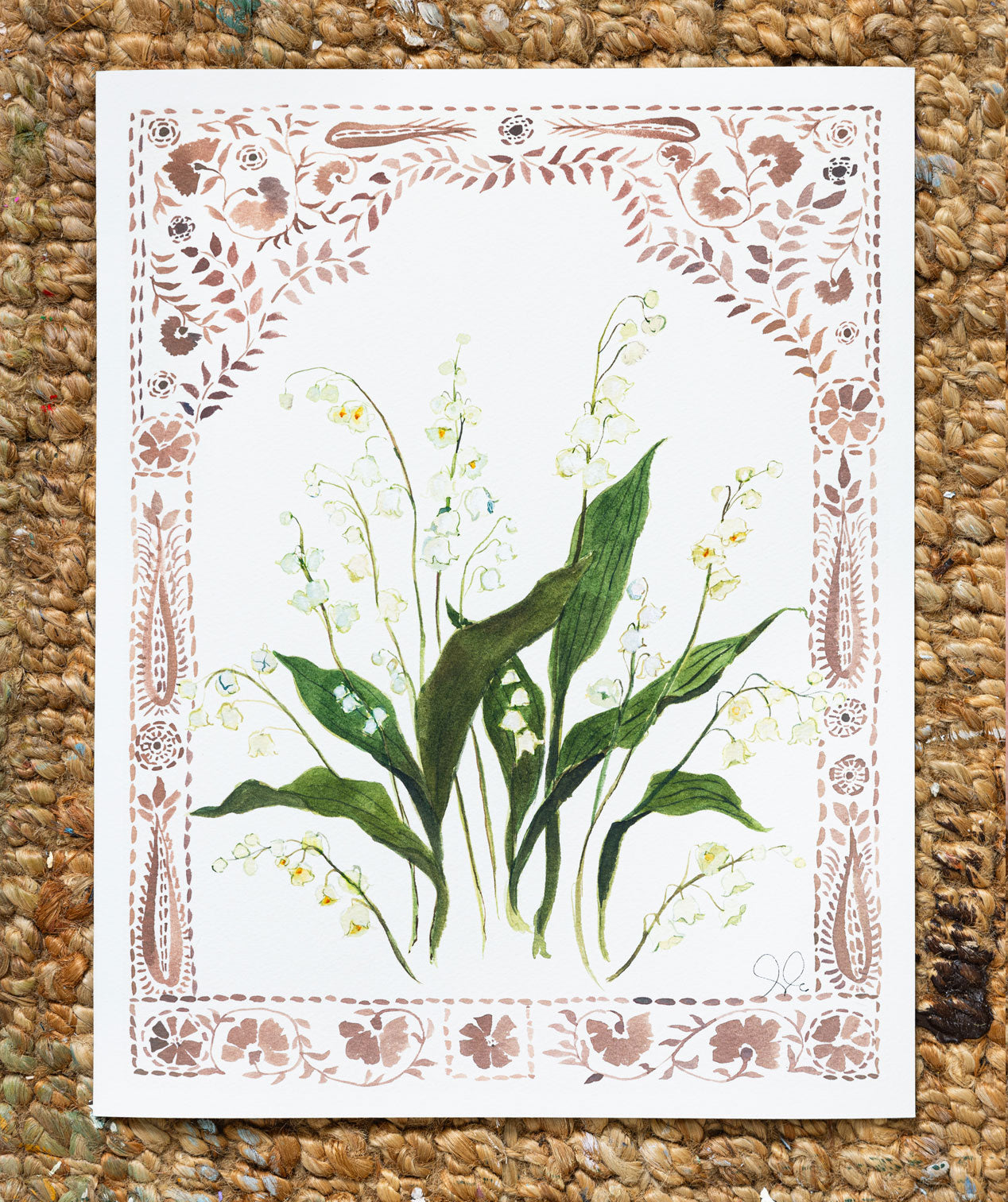 Bordered Botanical Print: Lily of the Valley
