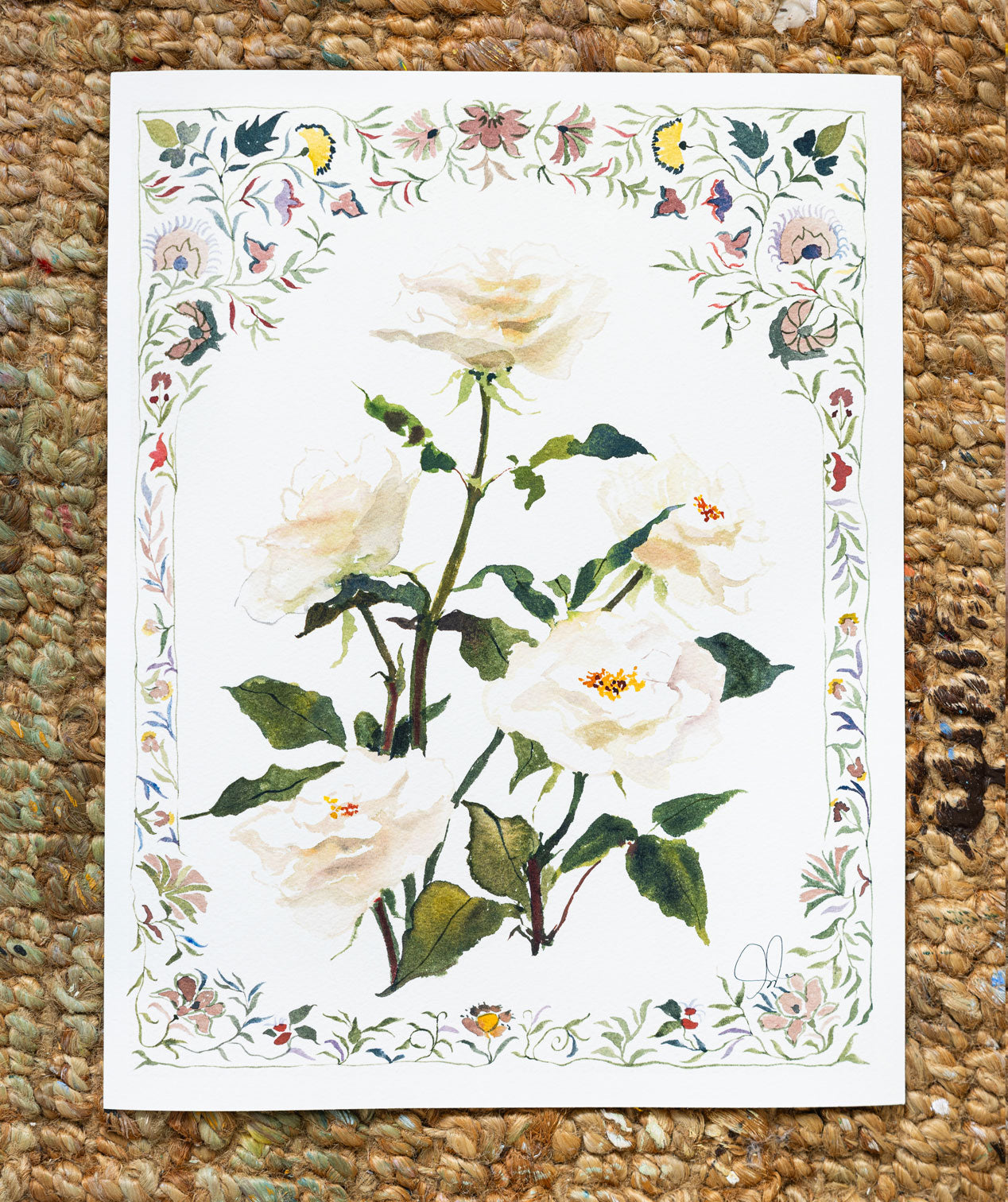 Bordered Botanical Print: Rose